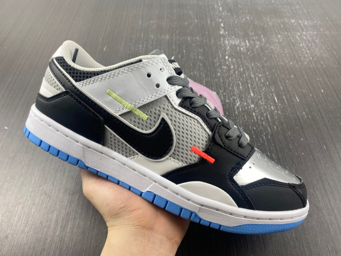 nike dunk low scrap black neutral grey university blue white dn5381-001