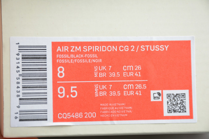 nike air zoom spiridon cage 2 stussy fossil cq5486-200